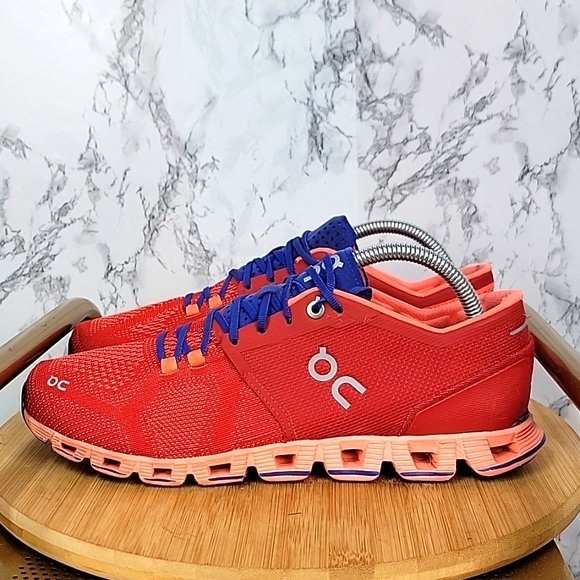 On Running Shoes - ON-Running Womens Cloud X Red/Flash Lace Up Running Sneaker Shoe Size 10